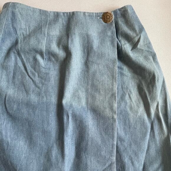 Vintage Rare Juli Original Designs Wrap Fringe Skirt Blue Red - Picture 5 of 7